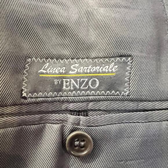 ENZO Sport Coat Mens 42 Striped Two Button Double Vented Blazer Gray - Picture 7 of 12